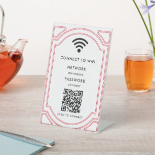 Signe De Table Réseau WiFi Scannez le code QR pour vous connect