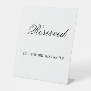 Signe De Table Réserve minimaliste pour la famille de la mariée