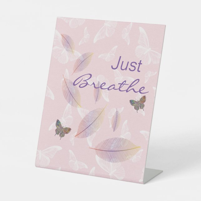 Signe De Table Respire simplement les papillons Feuille rose (Recto)