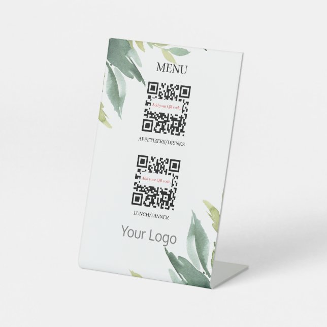 Signe De Table Restaurant Business QR Code Menu Votre logo ici (Recto)