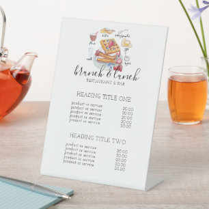 Signe De Table Restaurant de recettes de logotype Watercolor Waff