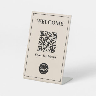 Signe De Table Restaurant élégant Café Menu QR Code Entreprise Lo