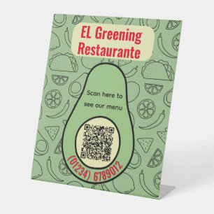 Signe De Table Restaurant mexicain Spanish Avocado Taco QR