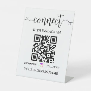 Signe De Table Restez connecté Code QR   Suivre sur Instagram 