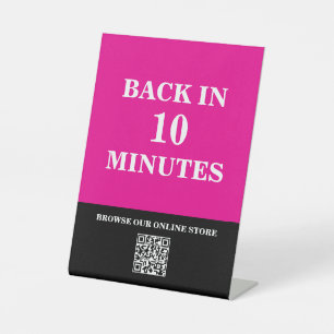 Signe De Table Retour dans 10 minutes Tabletop Signale avec QR Co