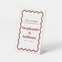 Retro 1950s Wavy Edge Mariage rouge foncé