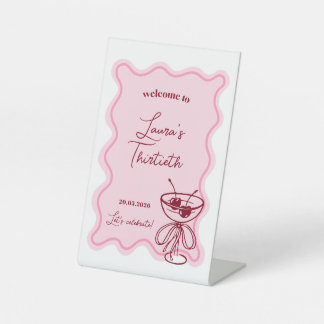 Signe De Table Retro Cherry Cocktail Birthday Welcome Sign