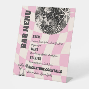 Signe De Table Retro Disco Birthday Bar Menu Boissons
