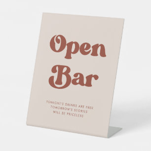 Signe De Table Retro élégant Peach Pink Mariage Open Bar