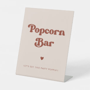 Signe De Table Retro élégant Peach Pink Mariage Popcorn bar