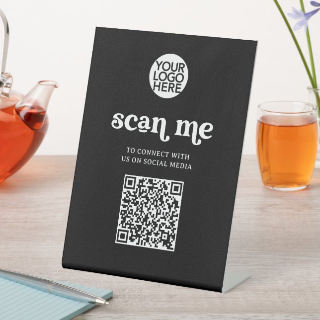 Signe De Table Retro et Boho | Black Scan Me QR Code (In SItu)