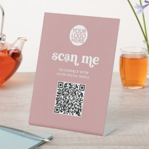 Signe De Table Retro et Boho   Dusty Rose Scan Me QR Code