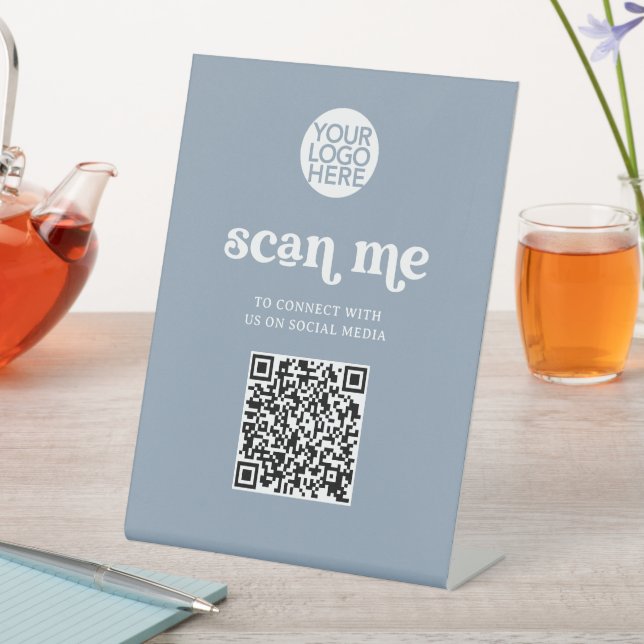 Signe De Table Retro et Boho | Dusty Rose Scan Me QR Code (In SItu)