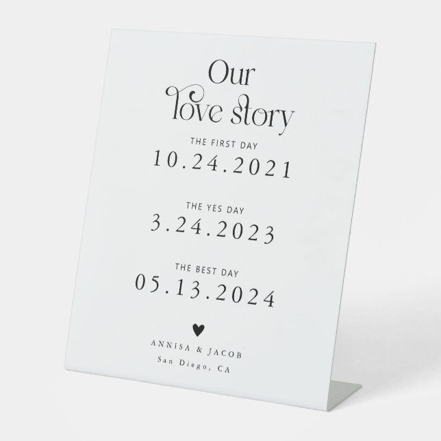Signe De Table Retro Our Love Story White Wedding Timeline (Recto)