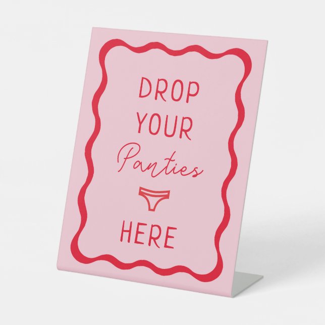Signe De Table Retro Rose Wavy Déposez Vos Culottes Ici Jeu (Recto)