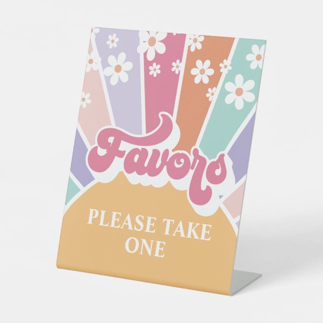 Signe De Table Retro Sunshine Anniversaire Faveurs (Recto)
