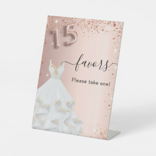 Signe De Table Robe or rose Quinceanera fête faveurs