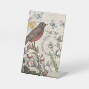 Signe De Table Robin Elegant Bird Butterfly French Art