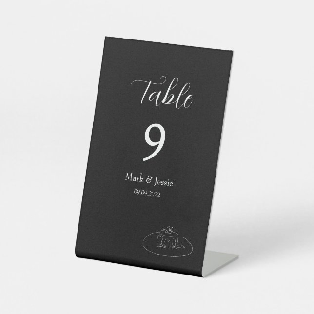Signe De Table ROE Mariage simple noir et blanc (Recto)