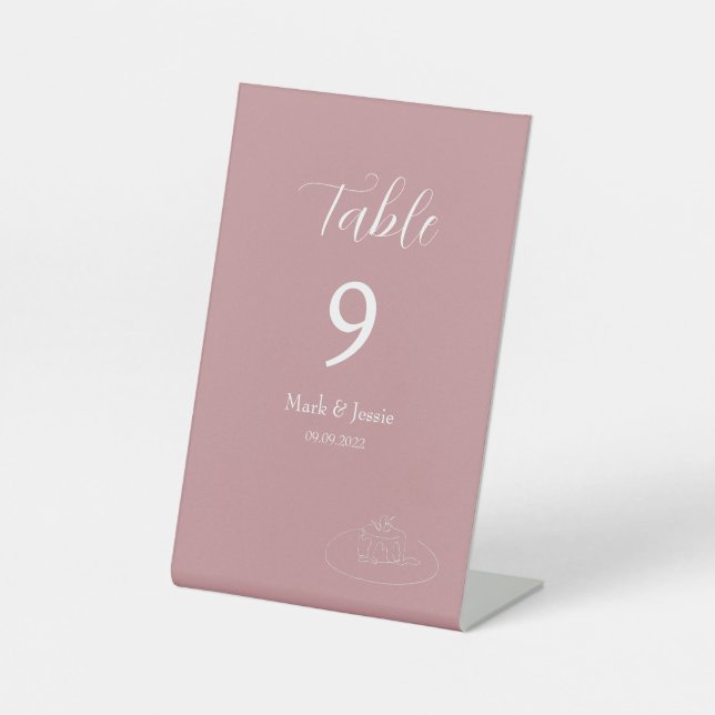 Signe De Table ROE rose et blanc Mariage simple (Recto)