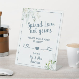 Signe De Table Romantique fleurs douces mariage covid masque de s