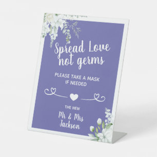 Signe De Table Romantique fleurs douces mariage covid masque de s