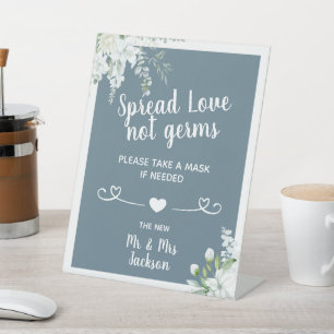 Signe De Table Romantique fleurs douces mariage covid masque de s
