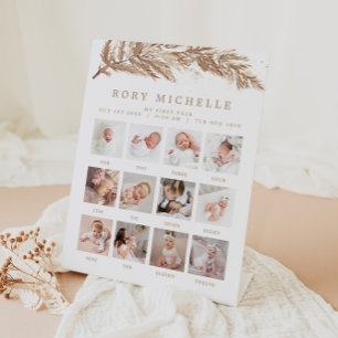 Signe De Table RORY Boho Beige Winter Wonderland Photo Mileston