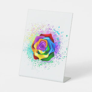 Signe De Table Rose arc-en-ciel coloré
