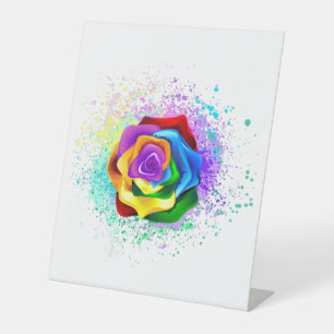 Signe De Table Rose arc-en-ciel coloré