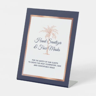 Signe De Table Rose de la Marine Tropicale Gold Palm Mariage Sani