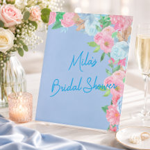 rose et bleu floral