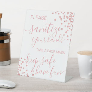 Signe De Table Rose Gold Parties scintillant Covize Safety Saniti