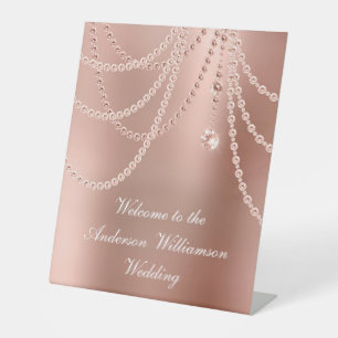 Signe De Table Rose Gold Pearls Diamonds Mariage Bienvenue