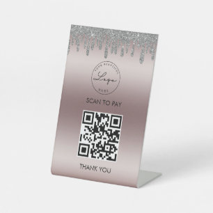 Signe De Table Rose Gold Silver Parties scintillant Scan Me QR Co