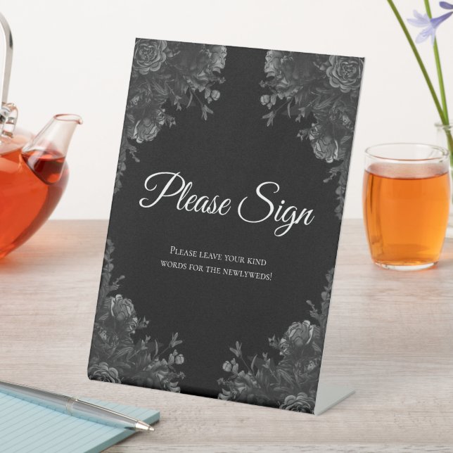 Signe De Table Rose gothique noir et gris Mariage (In SItu)