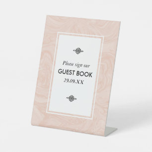 Signe De Table Rose marbré Élégant mariage vintage  marbré