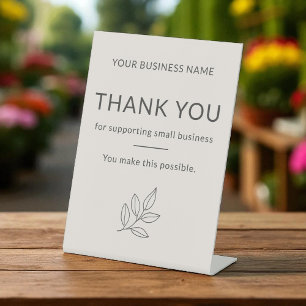 Signe De Table Rose Pâle Merci Minimaliste Petite Entreprise