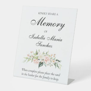 Signe De Table Rose Rose Floral Partager une carte d'assistance m