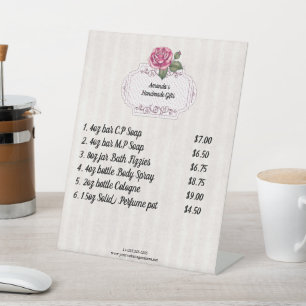 Signe De Table Rose vintage et tarif Vellum Petite entreprise