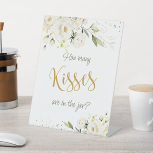 Signe De Table Roses blanches Voyez combien de baisers dans Jar