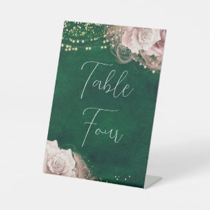 Signe De Table Roses d'aquarelle romantique Mariage sur Emerald G