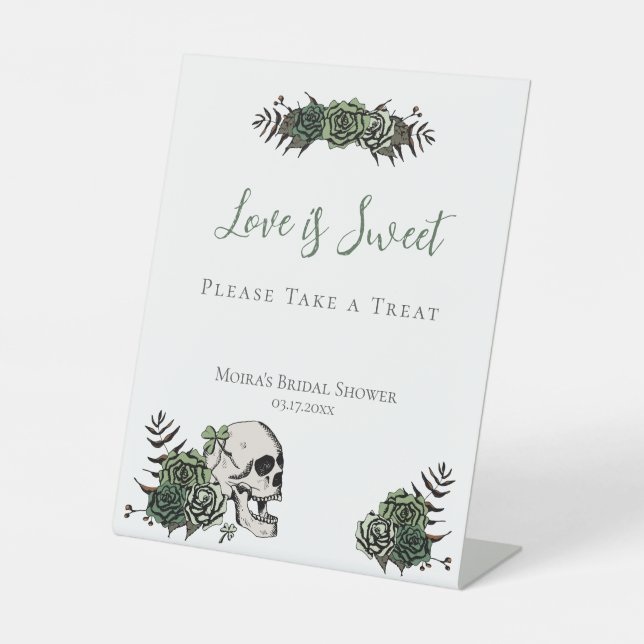 Signe De Table Roses de crâne blanches Faveurs de douche de maria (Recto)