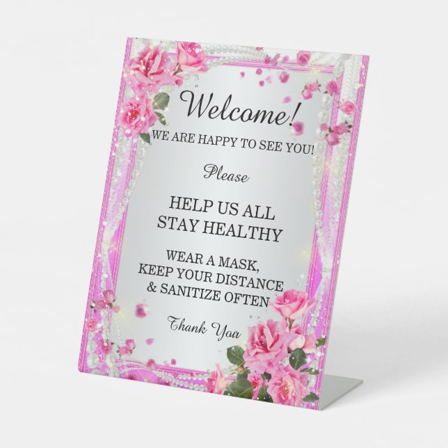 Signe De Table Roses Et Perles Roses Roses Roses Et Perles Mariag (Recto)