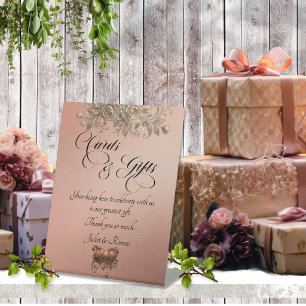 Signe De Table Roses & Heart Cartes & Cadeaux - Or rose