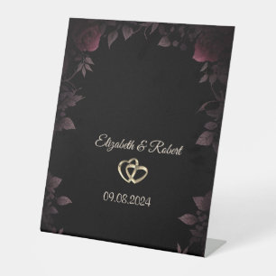 Signe De Table Roses noires élégantes bordeaux foncé