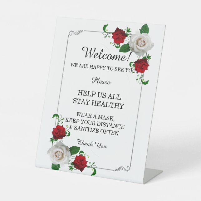 Signe De Table Roses rouges et blanches Noël Mariage Mesure de sé (Recto)