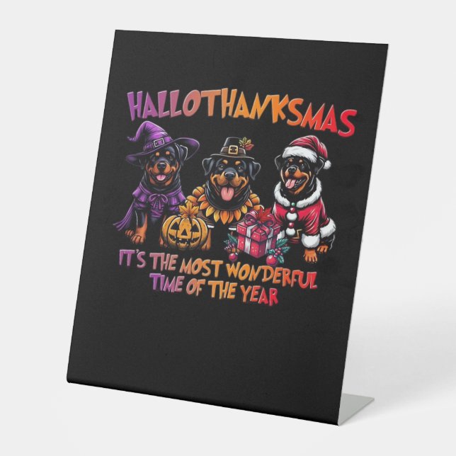 Signe De Table Rottweiler Halloween Thanksgiving Noël Classi (Recto)