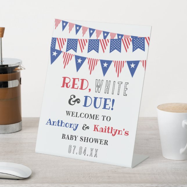 Signe De Table Rouge, Blanc & Due ! Accueil 4 juillet Baby shower (In SItu)
