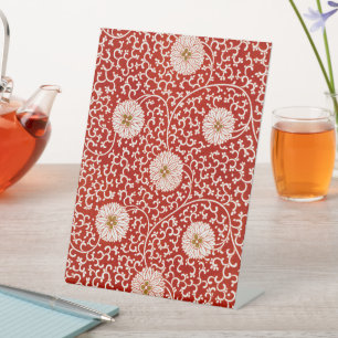 Signe De Table Rouge Floral Vibrant Ornate Classé Motif